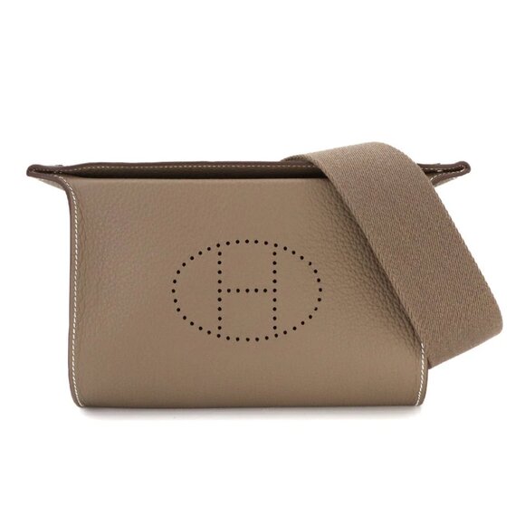 HERMES Videpoches Shoulder Bag Veau Togo Etoupe Beige Purse 90272936 - Picture 1 of 10